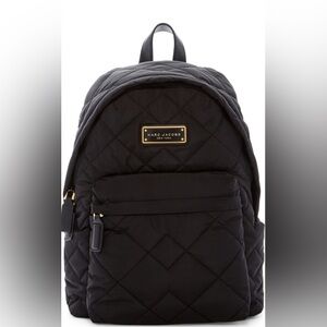 Marc Jacobs Black Quilted Backpack with Gold Accents